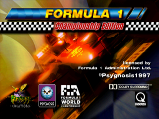 Formula 1 title screen for Playstation